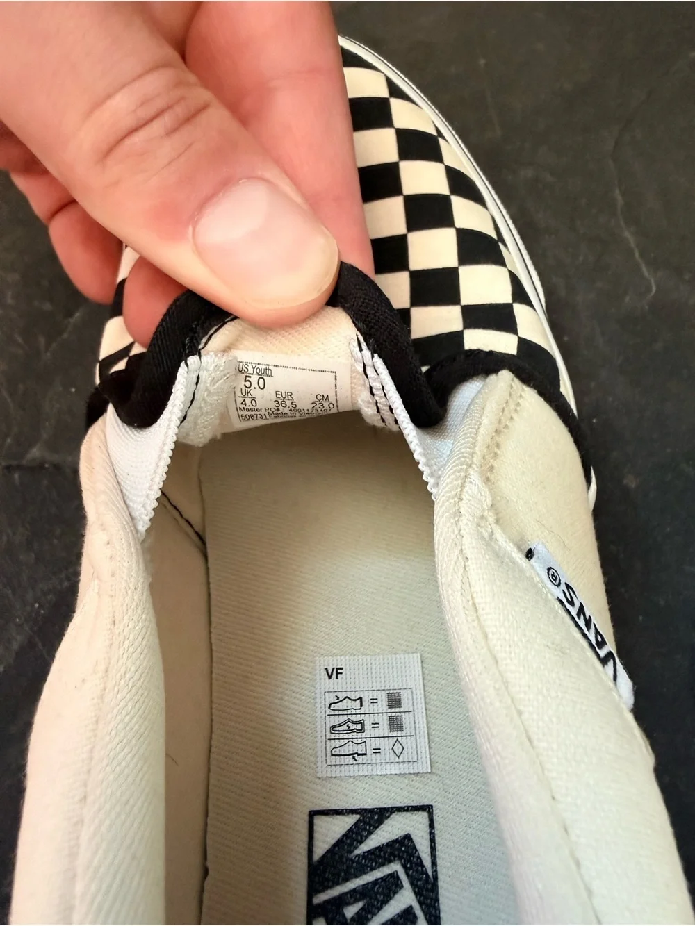 Vans Classic Checkerboard Slip On Sneakers Youth Size 5 Black White